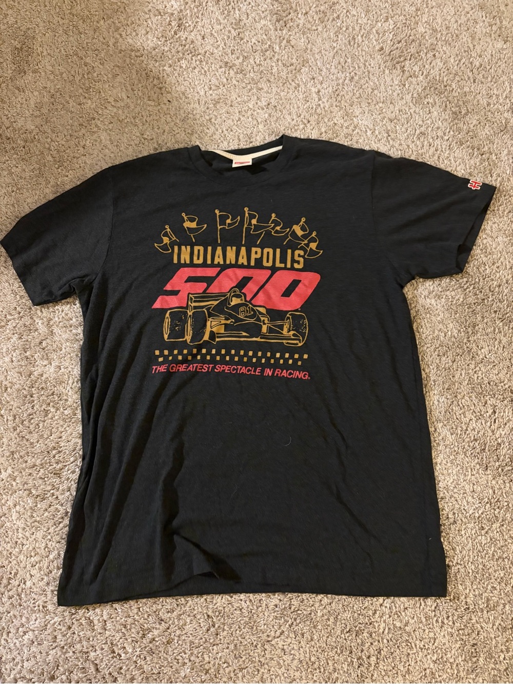 HOMAGE Black Indianapolis 500 Graphic Tee with Red & Gold Print